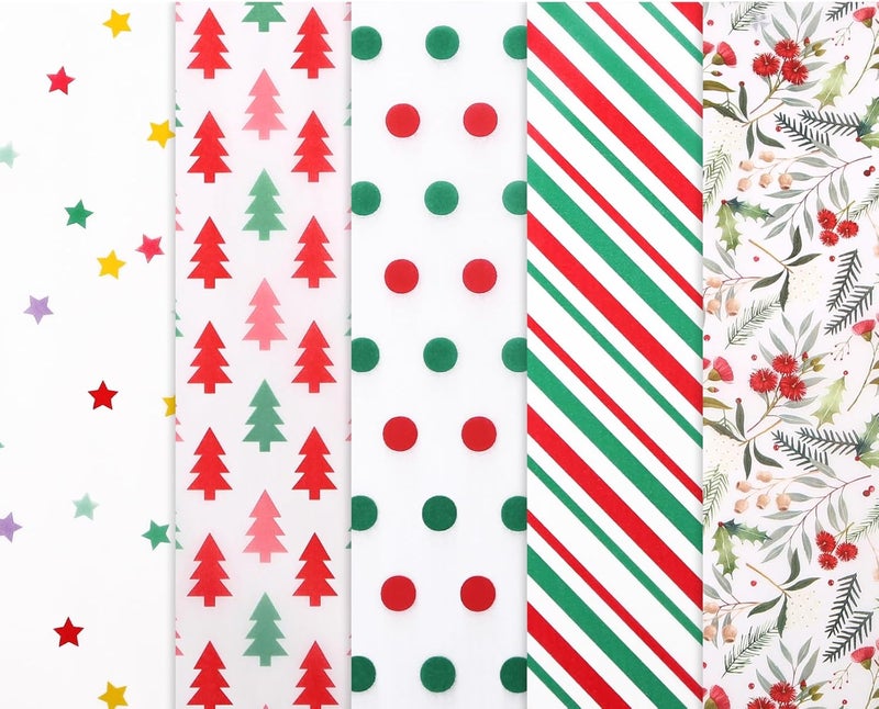 PAPER FAIR 100 Sheets Christmas Candy Cane Gift Tissue Paper Set, Red Green Assorted Holiday Gift Wrapping Tissue Paper, for Gift Bag Box Xmas Tree Star Stocking Decor, 20x14in - Image 5